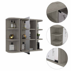 Roma Mirrored Medicine Cabinet, Six External Shelves, Three Inerior Shelves