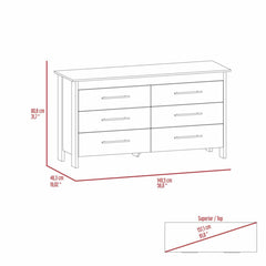 Hms 6 Drawer Double Dresser, Four Legs, Superior Top