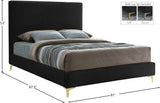 Geri Contemporary Velvet Bed with Stylish Piping and Versatile Gold & Chrome Legs for Modern Homes