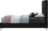 Geri Contemporary Velvet Bed with Stylish Piping and Versatile Gold & Chrome Legs for Modern Homes