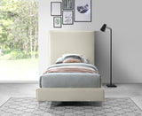 Geri Black Velvet Bed with Stylish Piping & Dual Gold/Chrome Legs for Contemporary Elegance