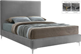Geri Black Velvet Bed with Stylish Gold & Chrome Legs, Piped Headboard for Modern Elegance
