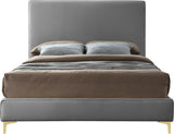 Geri Black Velvet Bed with Stylish Gold & Chrome Legs, Piped Headboard for Modern Elegance