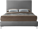 Geri Black Velvet Bed with Stylish Gold & Chrome Legs, Piped Headboard for Modern Elegance