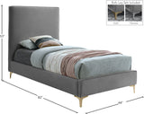 Geri Black Velvet Bed with Stylish Gold & Chrome Legs, Piped Headboard for Modern Elegance