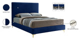 Geri Black Velvet Bed with Chic Piping and Gold & Chrome Legs for a Modern Bedroom Oasis