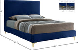 Geri Black Velvet Bed with Chic Piping and Gold & Chrome Legs for a Modern Bedroom Oasis