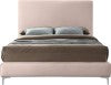 Geri Black Velvet Bed with Piping and Gold & Chrome Legs for a Stylish Contemporary Bedroom Design