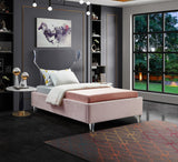 Ghost Acrylic Contemporary Bed with Plush Upholstered Rails, Curved Headboard & Slats Included