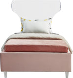 Ghost Acrylic Contemporary Bed with Plush Upholstered Rails, Curved Headboard & Slats Included