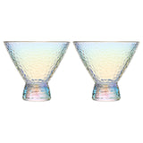 Iridescent Lustered Stemless Martini Glasses Set of 2