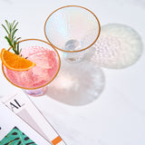 Iridescent Lustered Stemless Martini Glasses Set of 2