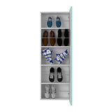 Tuhome Leto Wall Mounted Shoe Rack with Mirrored Single Door, Ten-Pair Storage Capacity, Space-Saving Vertical Organization System and Modern Multi-Functional Design for Entryways, Bedrooms or Compact Living Areas