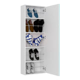 Tuhome Leto Wall Mounted Shoe Rack with Mirrored Single Door, Ten-Pair Storage Capacity, Space-Saving Vertical Organization System and Modern Multi-Functional Design for Entryways, Bedrooms or Compact Living Areas
