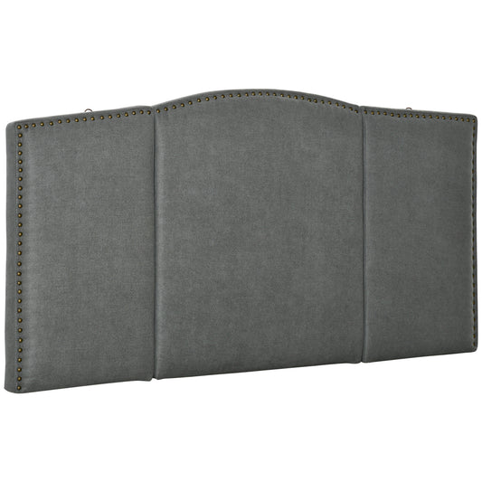HOMCOM Upholstered Nailhead Trim Headboard, Home Bedroom Decoration for Full and Queen-Sized Beds, Grey