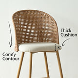 Grasse 29" Beige Rattan Upholstered Bar Stool (Set of 4)