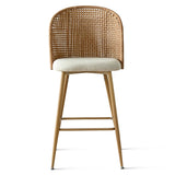 Grasse 29" Beige Rattan Upholstered Bar Stool (Set of 4)
