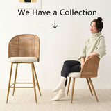 Grasse 29" Beige Rattan Upholstered Bar Stool (Set of 4)