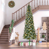 HOMCOM 9ft Pre-Lit Snow-Dipped Artificial Christmas Tree with Realistic Branches, 460 LED Lights, Pine Cones, Red Berries and 1298 Tips