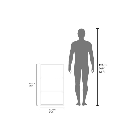 TUHOME Eco 36" High Open 3-Tier Wall Cabinet with Vertical Shelves, Modern Wall-Mounted Storage Unit for Bedroom, Office, Living Room or Garage, Compact Cube Shelf Organizer for Books, Décor, Toiletries and Everyday Essentials