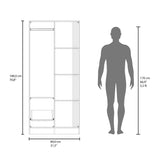 Vance Modern Freestanding Armoire Wardrobe Console Double Door Design Offering Sleek and Functional Storage Solution Featuring Interior Hanging Rod and Multiple Shelves for Wardrobe Organization