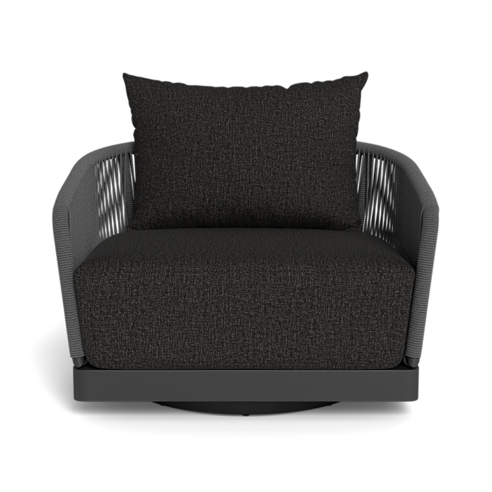 Shop Harbour Hamilton Swivel Lounge Chair (Aluminum Asteroid / Panama Grafito / Rope Dark Grey)