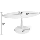 Harris 59" Modern Large Oval White Dining Table