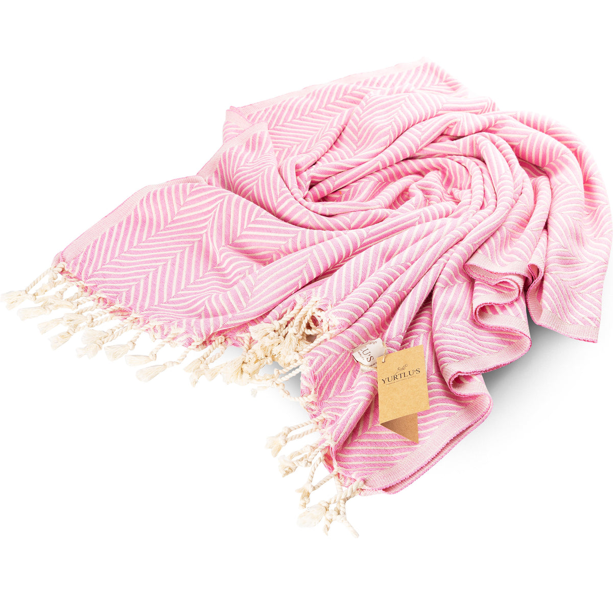 YURTLU’S Sapphire Sands Series Premium Turkish Towel – Soft Pink