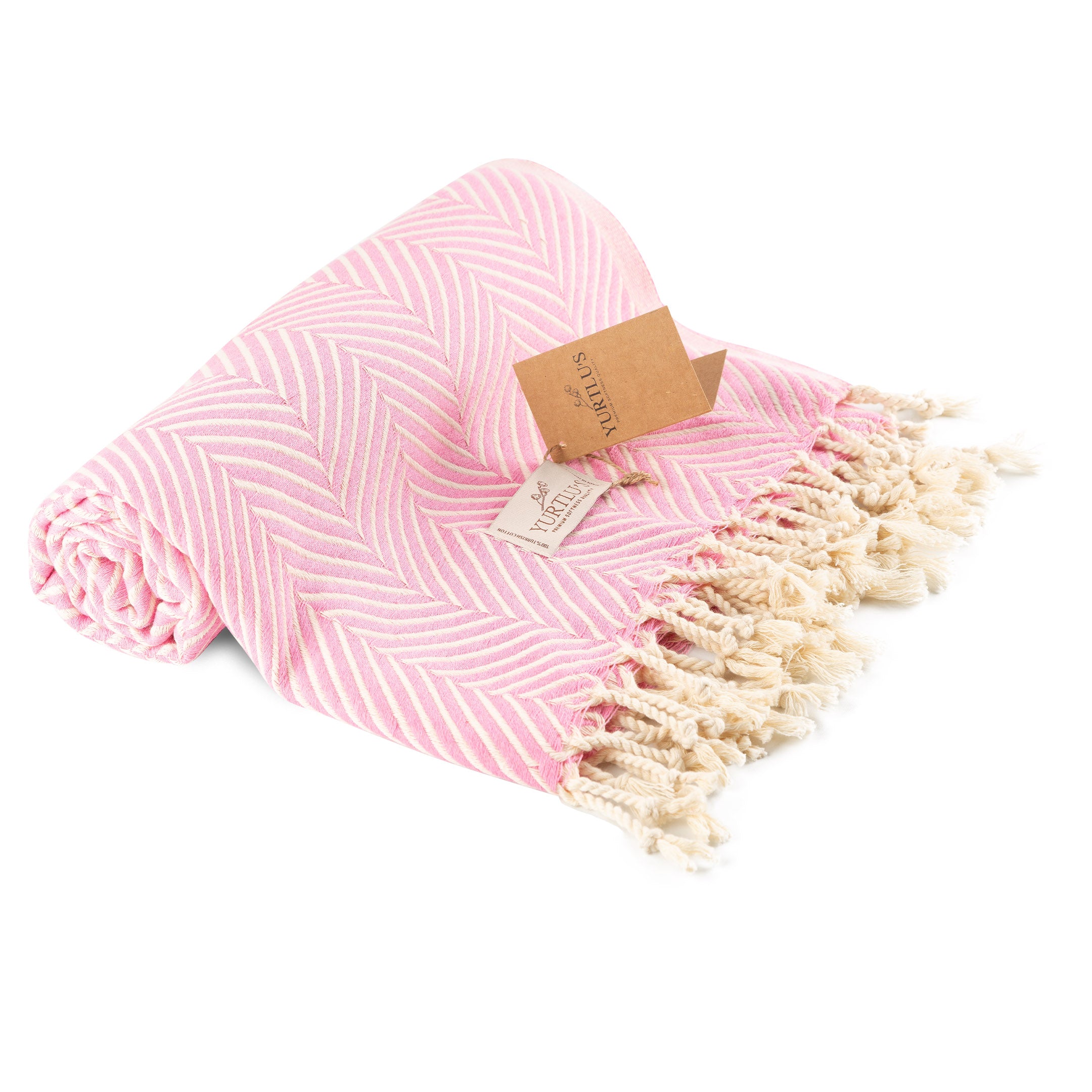 YURTLU’S Sapphire Sands Series Premium Turkish Towel – Soft Pink