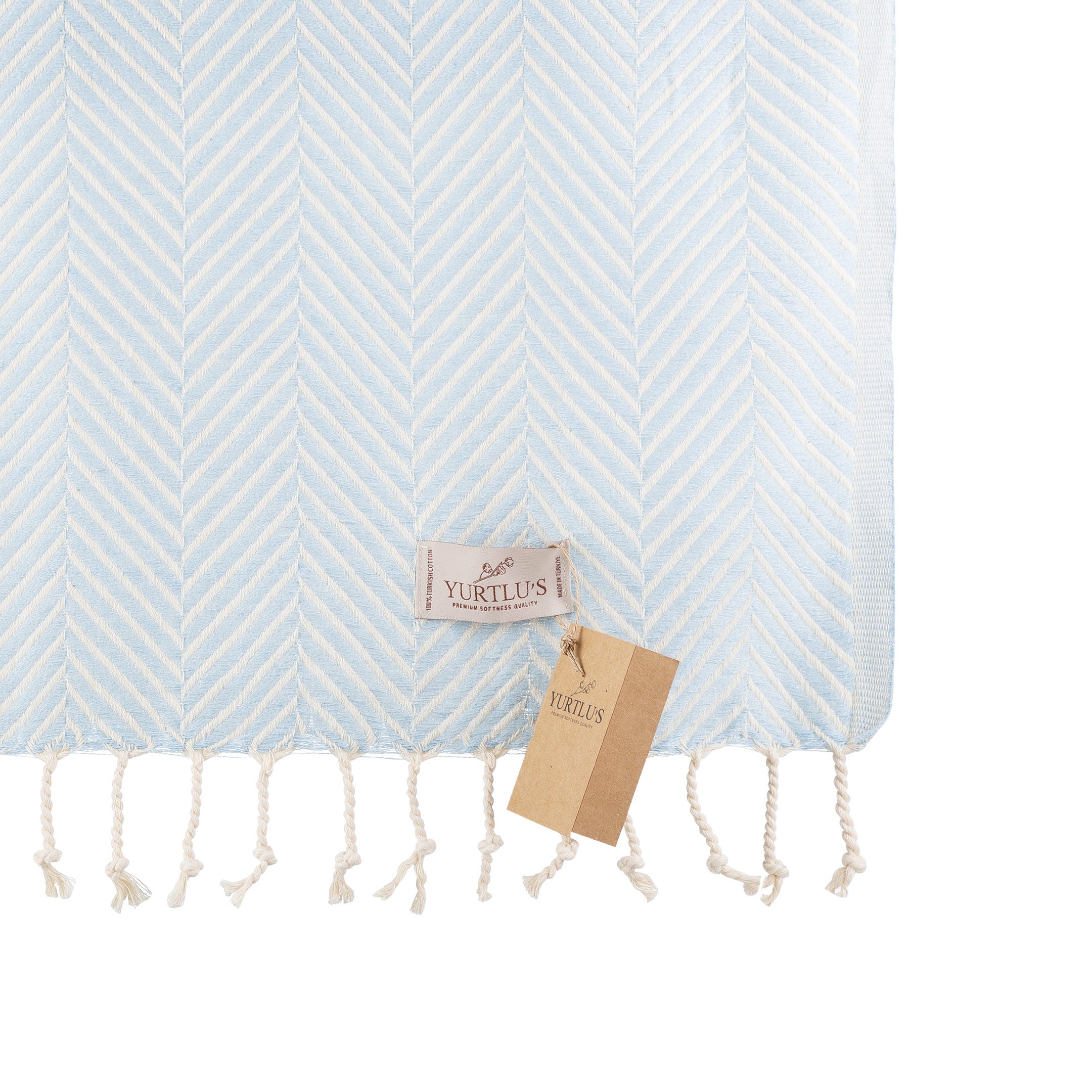 YURTLU’S Sapphire Sands Series Premium Turkish Towel – Ice Blue