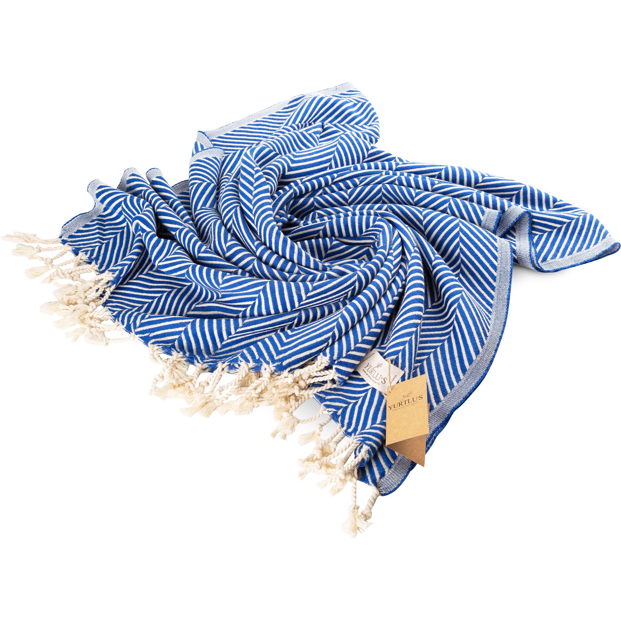 YURTLU’S Sapphire Sands Series Premium Turkish Towel – Blue