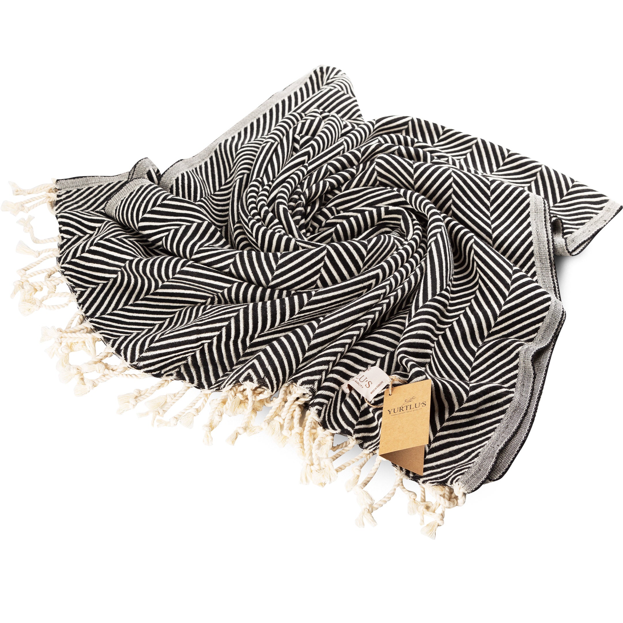 YURTLU’S Sapphire Sands Series Premium Turkish Towel – Black