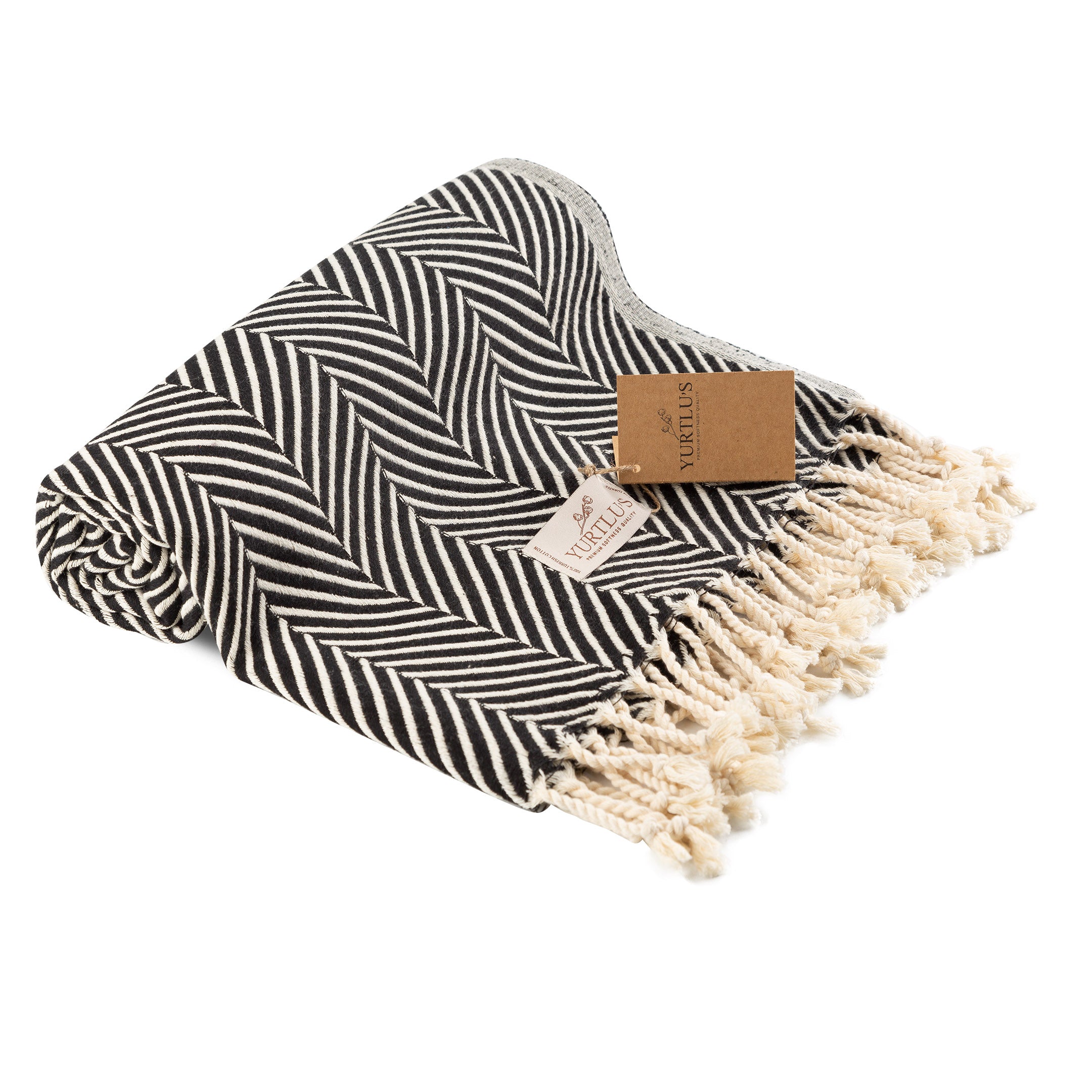 YURTLU’S Sapphire Sands Series Premium Turkish Towel – Black