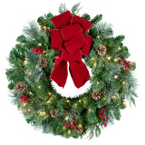 24 Inch Pre-lit Classic Christmas Wreath