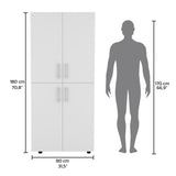 Hazel 70" High Four-Door Armoire Wardrove Closet Cabinet, Six Shelves and Two Hanging Rods, Bedroom Clothes Storage Cabinet Organizer