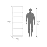 TUHOME Home 2-Door Bookcase with Dual Enclosed Shelves and Three Open Display Tiers Offering Modern Vertical Storage, Concealed Organization and Durable Engineered Wood Construction for Living Rooms, Offices and Bedrooms