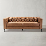 Capsa 84" Vegan Leather Tufted Sofa