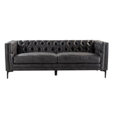 Capsa 84" Vegan Leather Tufted Sofa