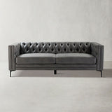 Capsa 84" Vegan Leather Tufted Sofa