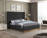 Halton Contemporary Bed with Stylish Brushed Gold Base and Luxurious Boucle Fabric Design