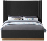 Halton Contemporary Bed with Stylish Brushed Gold Base and Luxurious Boucle Fabric Design