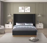 Halton Contemporary Bed with Stylish Brushed Gold Base and Luxurious Boucle Fabric Design