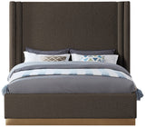 Halton Contemporary Bed with Stylish Brushed Gold Base and Luxurious Boucle Fabric Design
