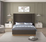 Halton Contemporary Bed with Stylish Brushed Gold Base and Luxurious Boucle Fabric Design