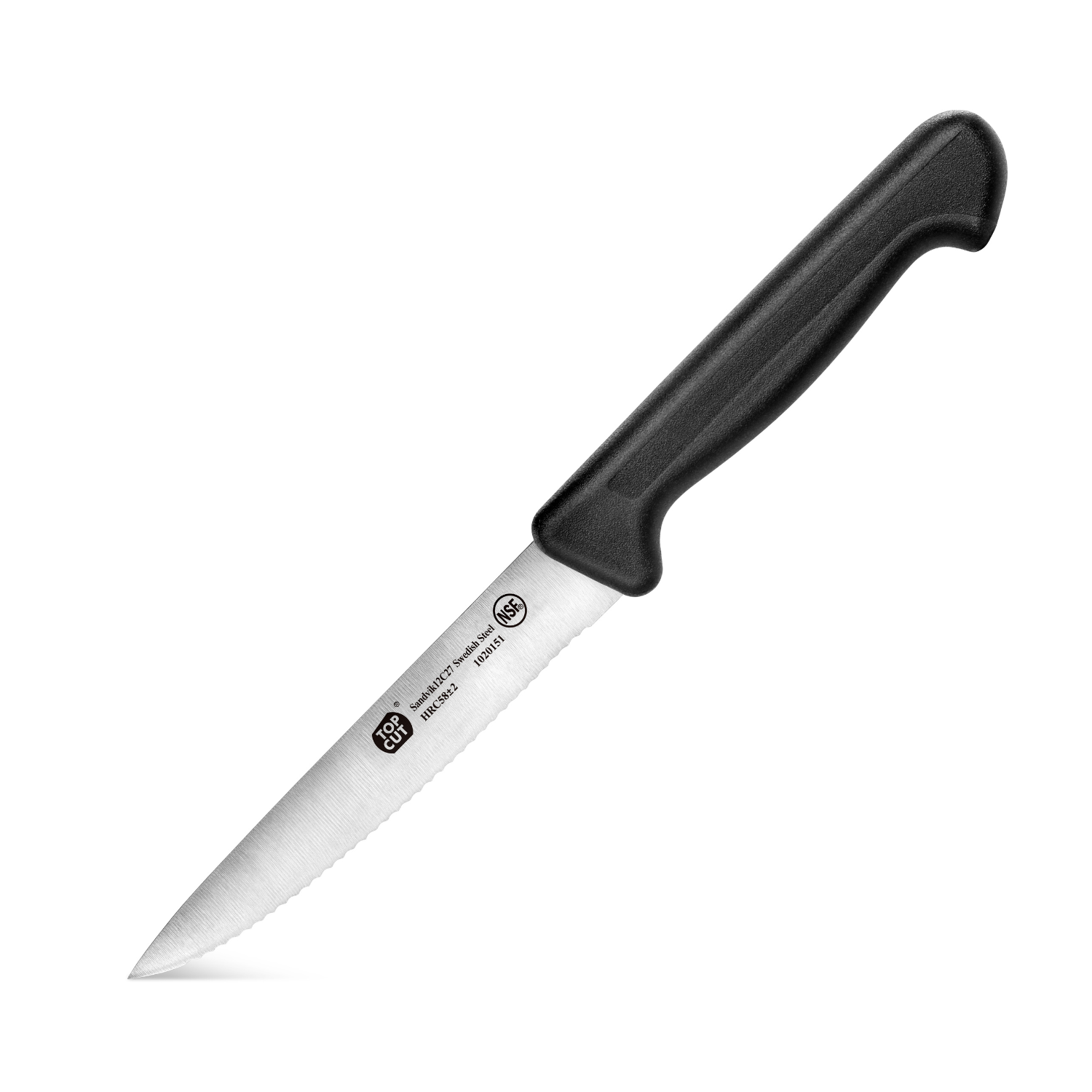 Top Cut P2 Series 5-Inch Serrated Utility Knife, Forged Swedish 12C27 Steel, 1020151