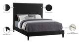Harlie Velvet Bed - Chic Contemporary Design with Elegant Brass Nailheads & Sophisticated Style