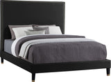 Harlie Velvet Bed - Chic Contemporary Design with Elegant Brass Nailheads & Sophisticated Style