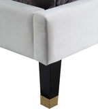 Harlie Velvet Bed - Chic Contemporary Design with Elegant Brass Nailheads & Sophisticated Style