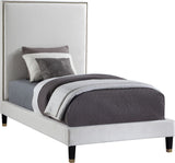Harlie Velvet Bed - Chic Contemporary Design with Elegant Brass Nailheads & Sophisticated Style