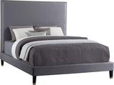 Harlie Velvet Bed - Chic Contemporary Design with Elegant Brass Nailheads & Sophisticated Style